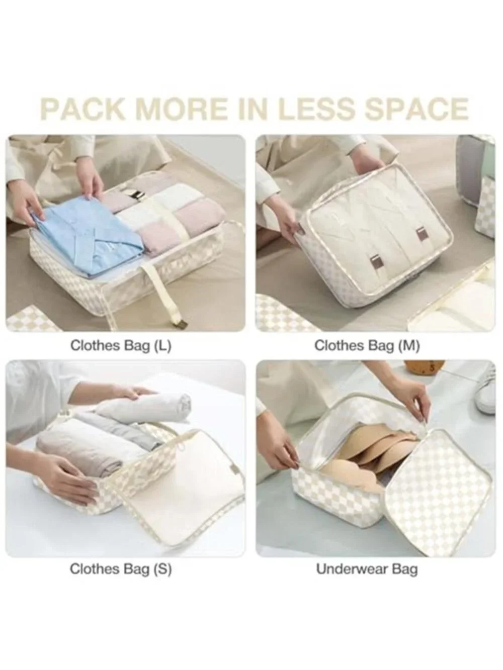 Travel Packing Cubes 8 Piece Luggage Organizer Set Suitcase Storage Bags Khaki